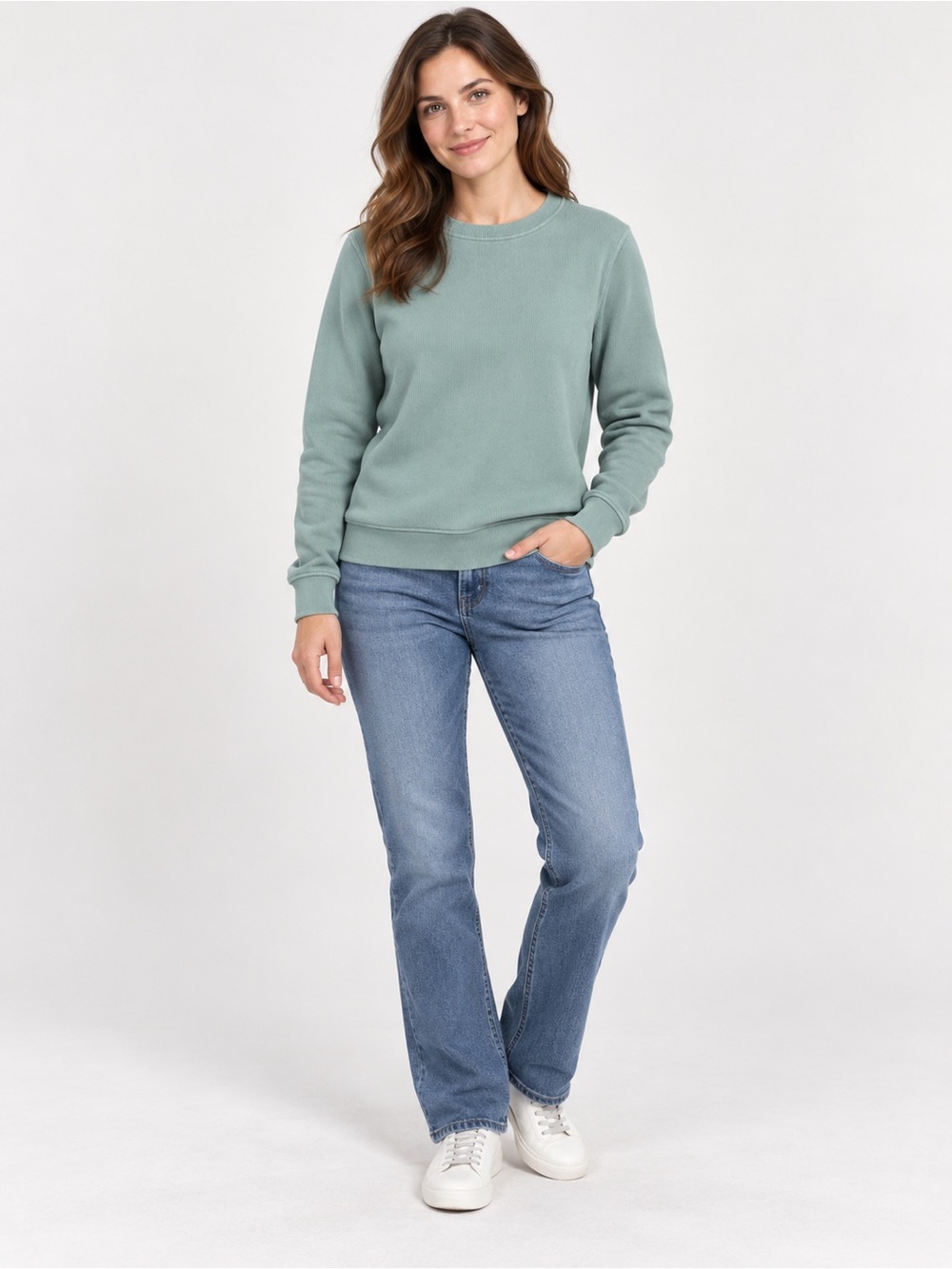 Duluth Women’s Cotton Ribbed Crewneck Sweatshirt | Seafoam Green | M